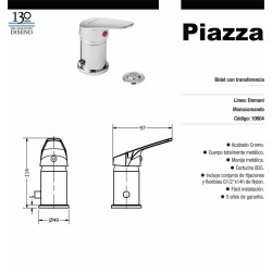 GRIFERIA DOMANI MONOCOMANDO BIDET CON TRANSFERENCIA (10604)