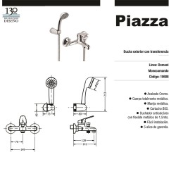 GRIFERIA DOMANI MONOCOMANDO DUCHA EXTERIOR CON TRANSFERENCIA (10608)